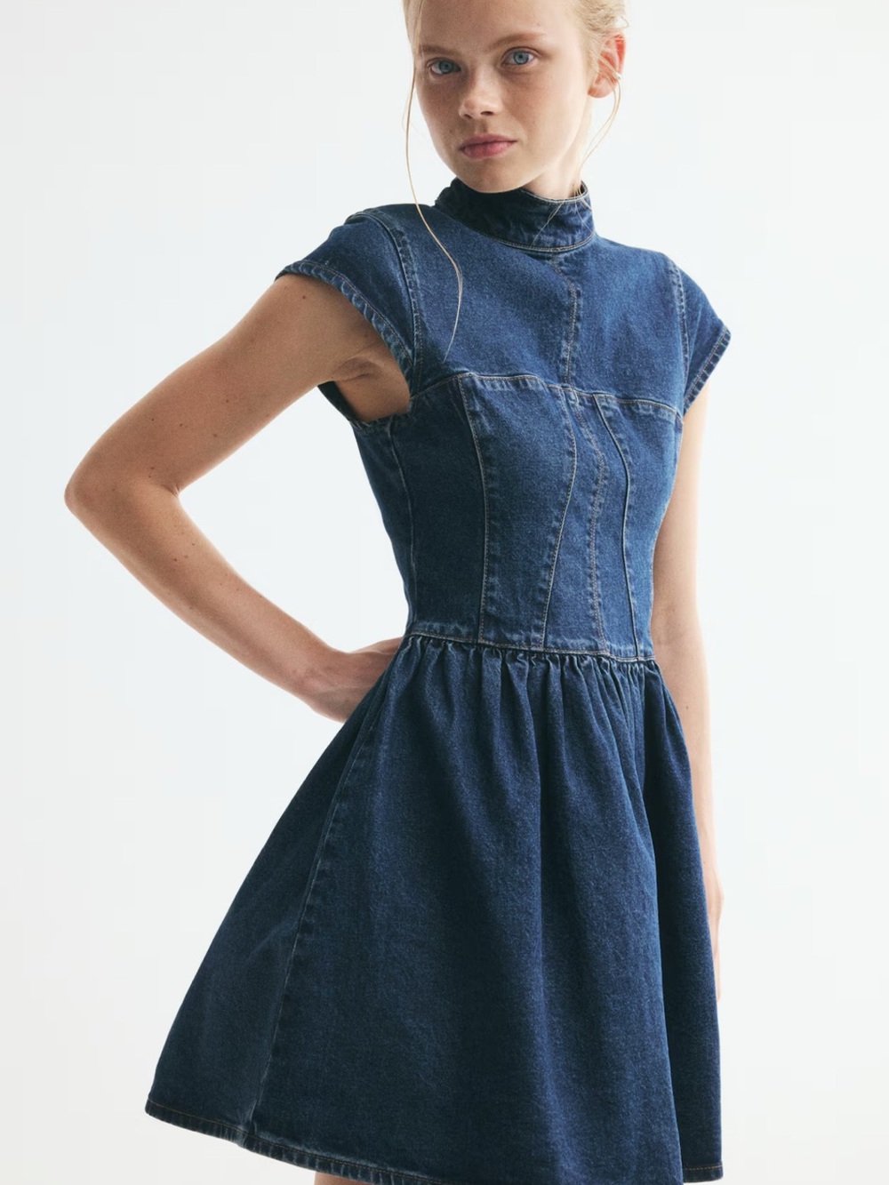 H&M Dark Blue Denim Mini Dress